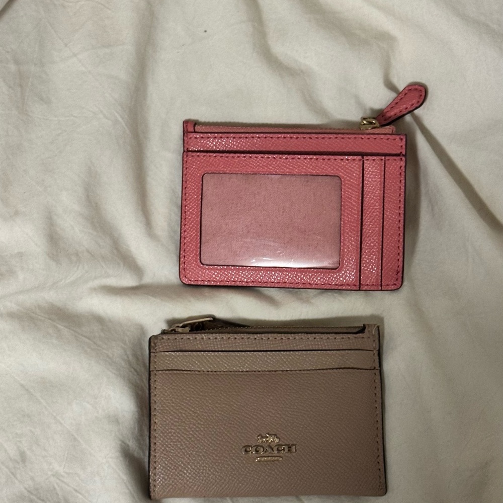 Coach Pink and Brown Key & Card Holder Set